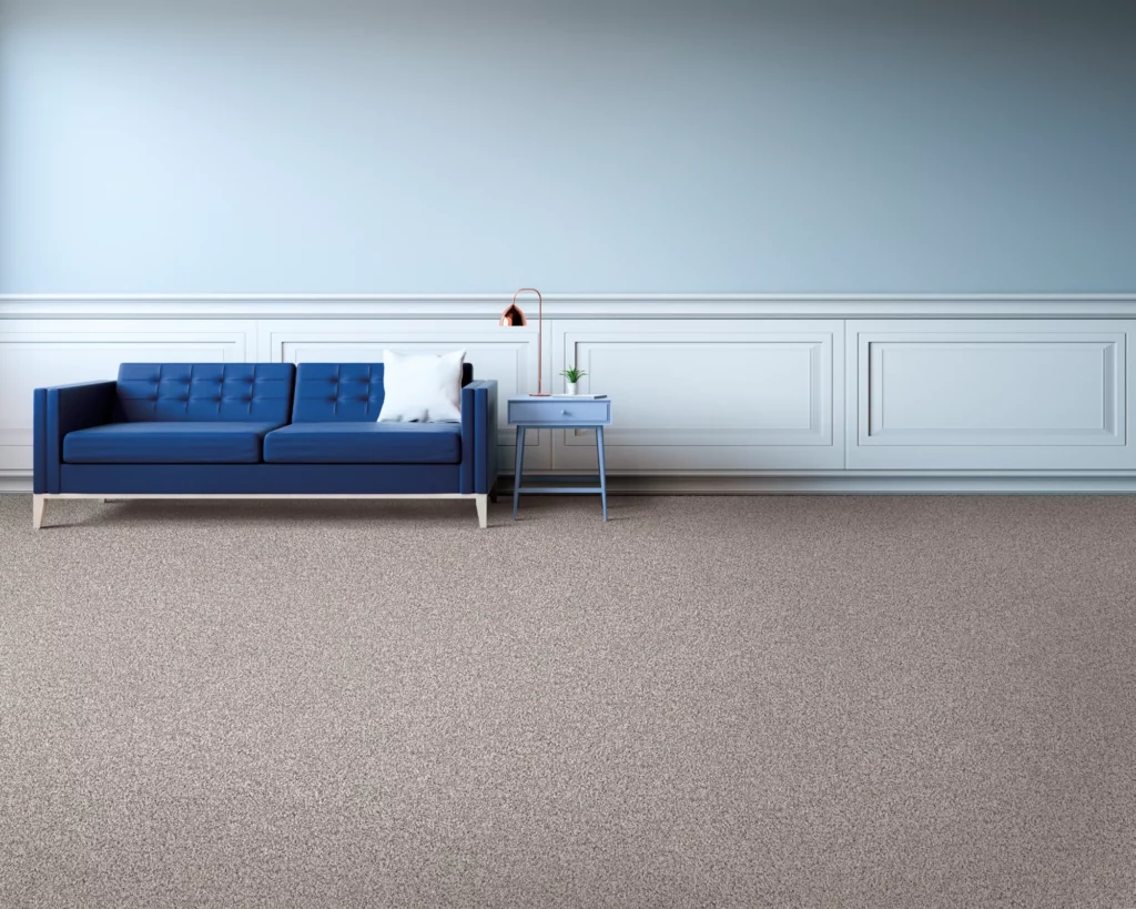 Blue sofa on Carpet | West River Carpets